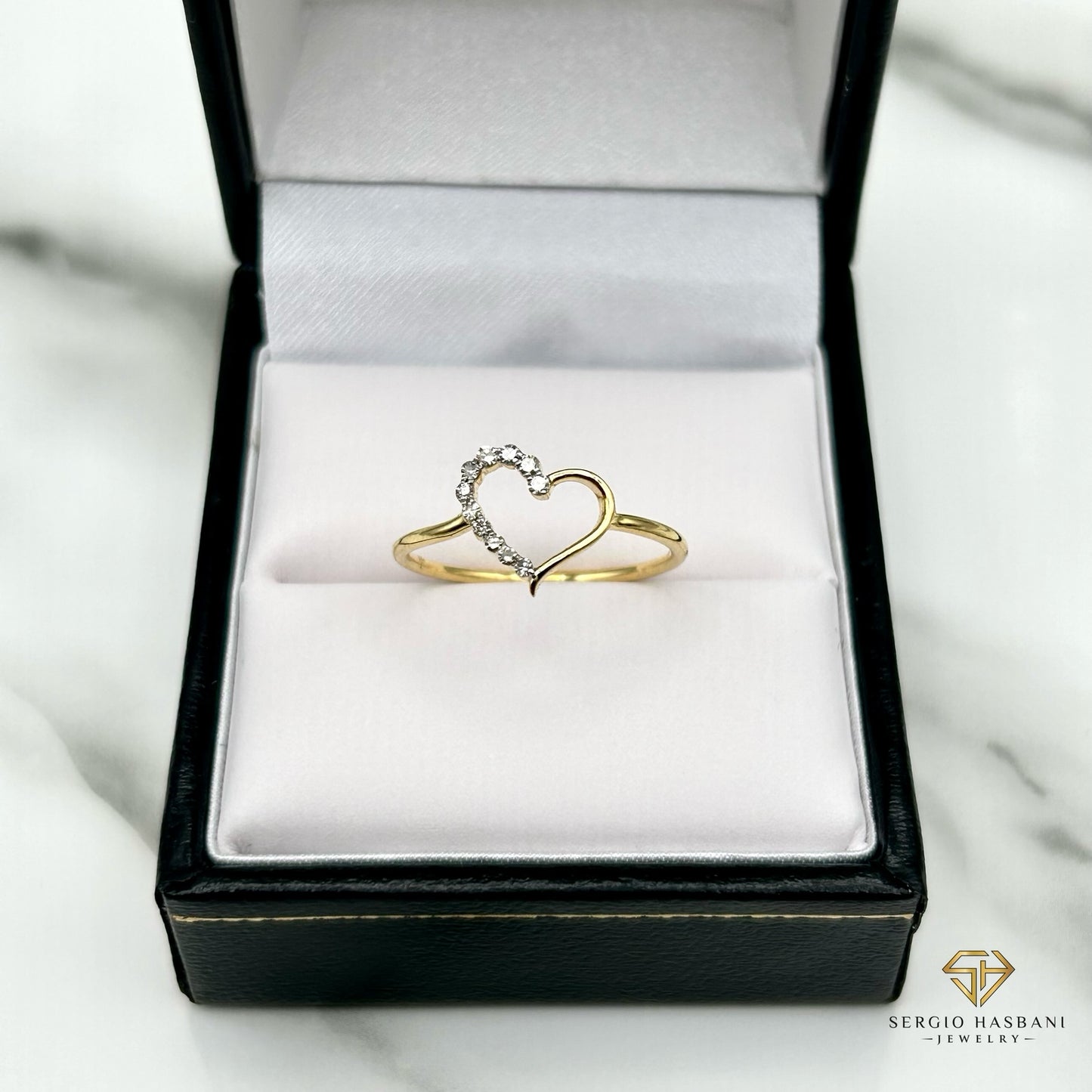 10K HEART5 Diamond Ring