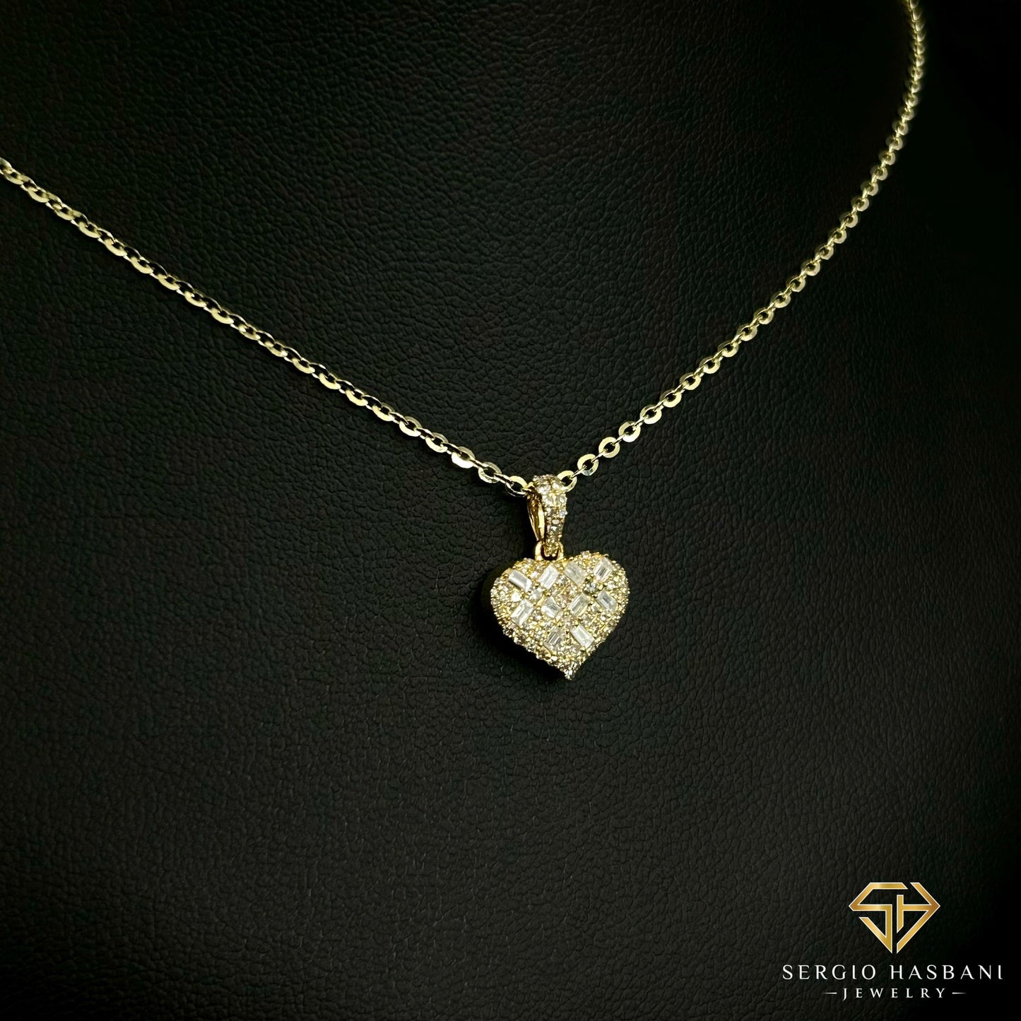 10K HEARTBG3 Diamond Necklace
