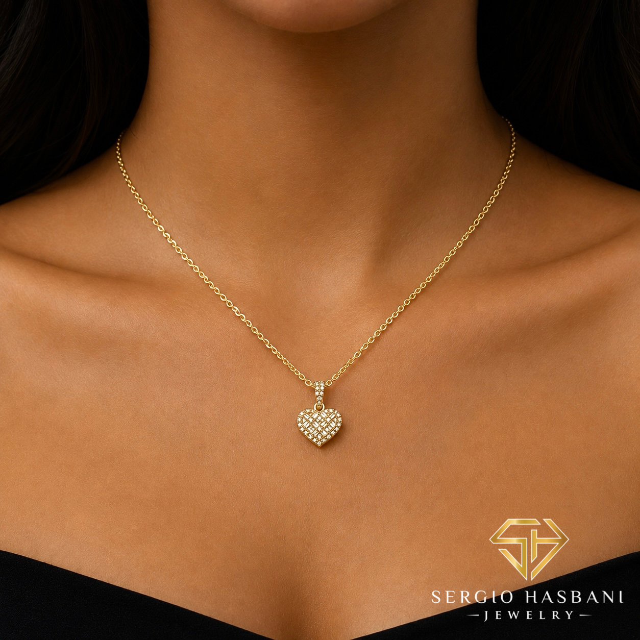 10K HEARTBG3 Diamond Necklace