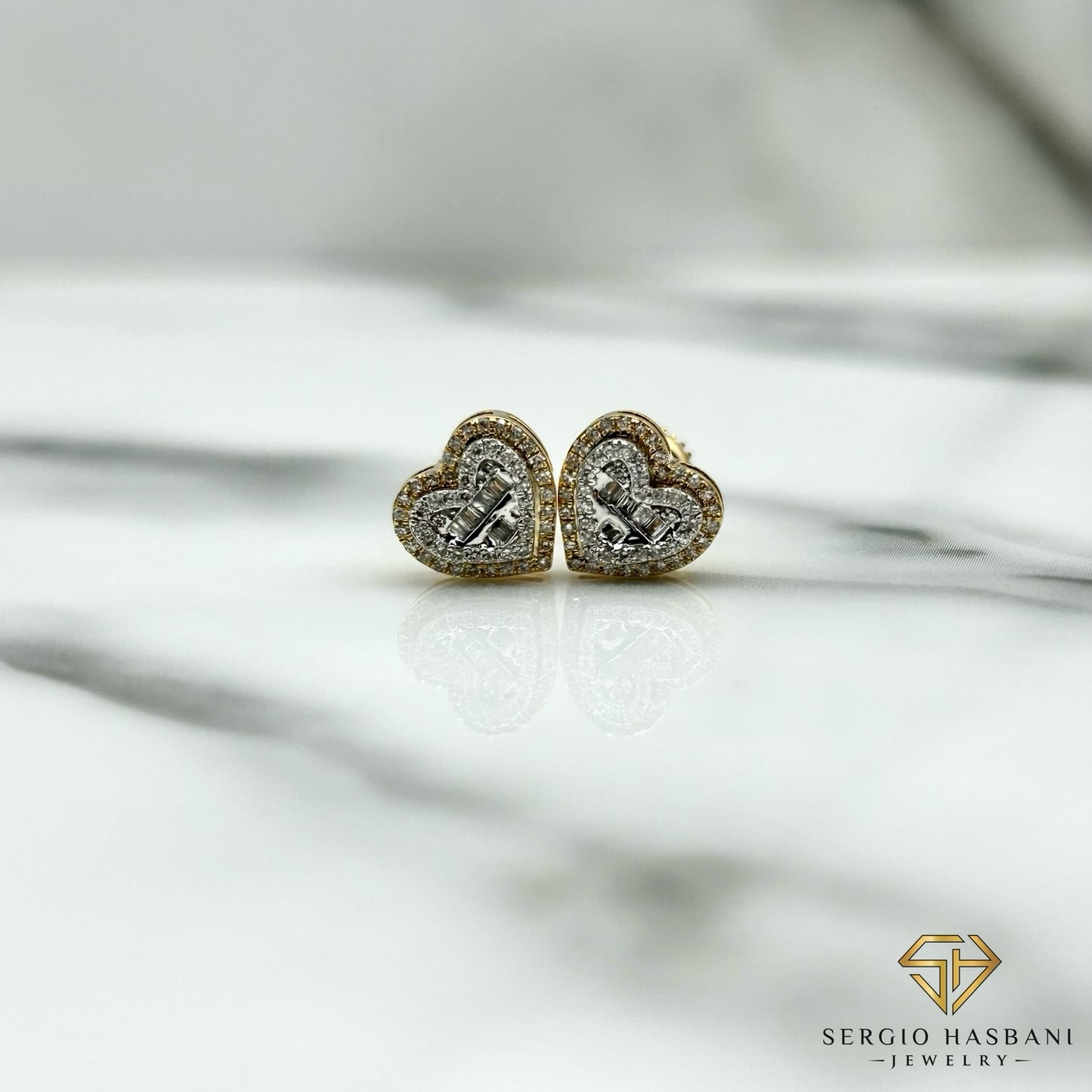 10K HEARTBG Diamond Earrings