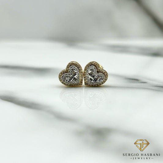 10K HEARTBG Diamond Earrings