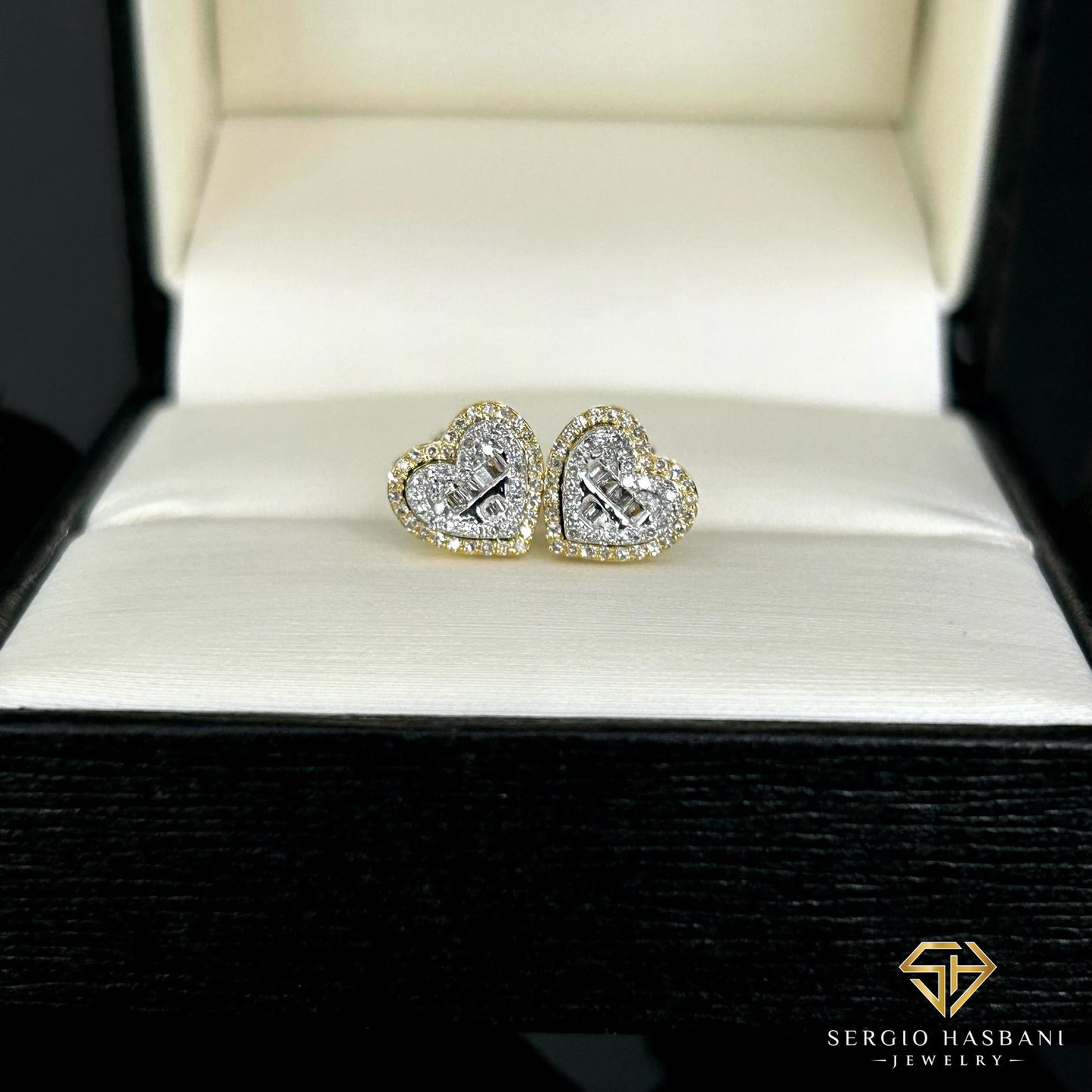 10K HEARTBG Diamond Earrings