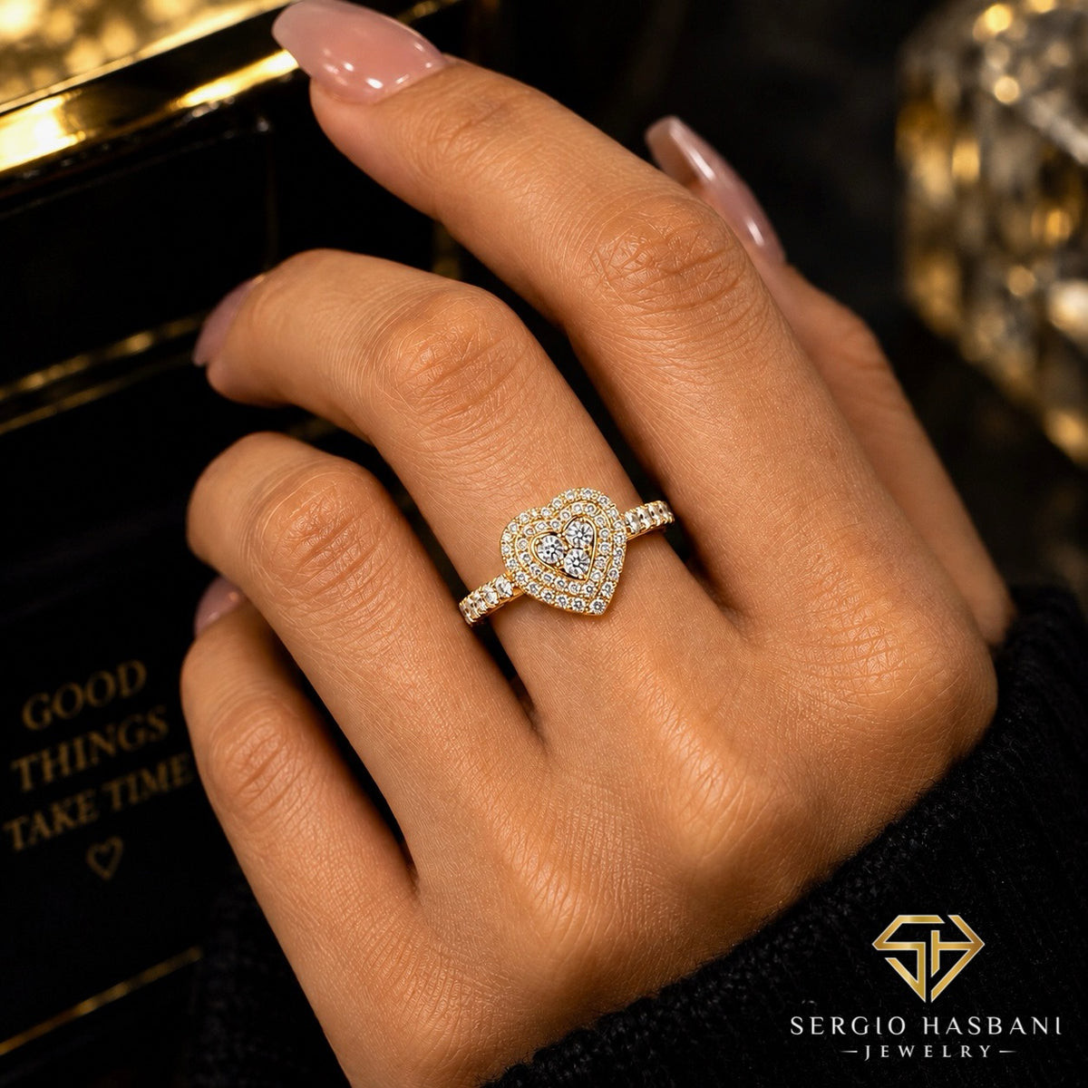 10K HEART Diamond Ring