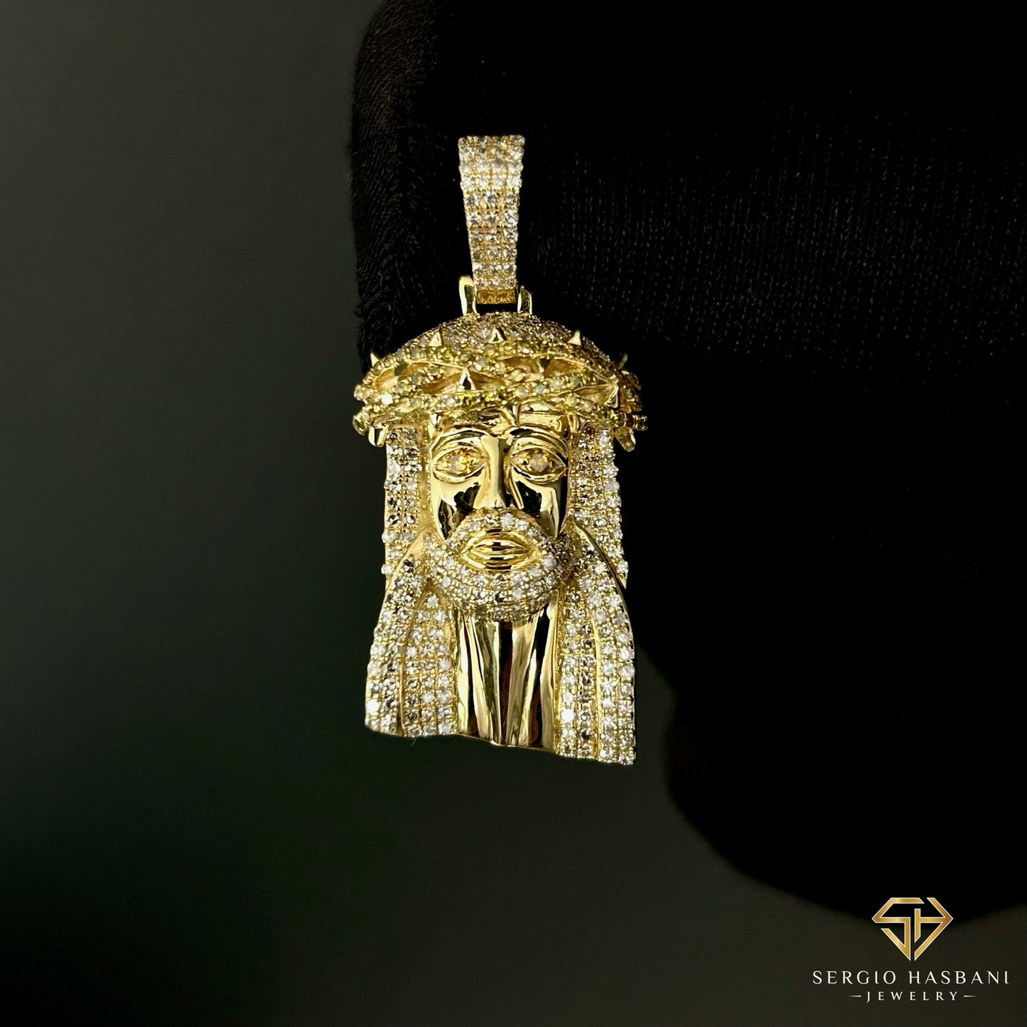 10K JESUS2 Diamond Pendant