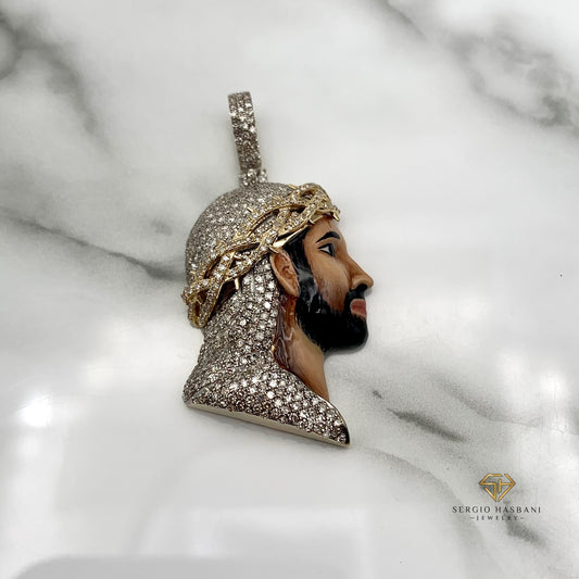 10K JESUS3 Diamond Pendant