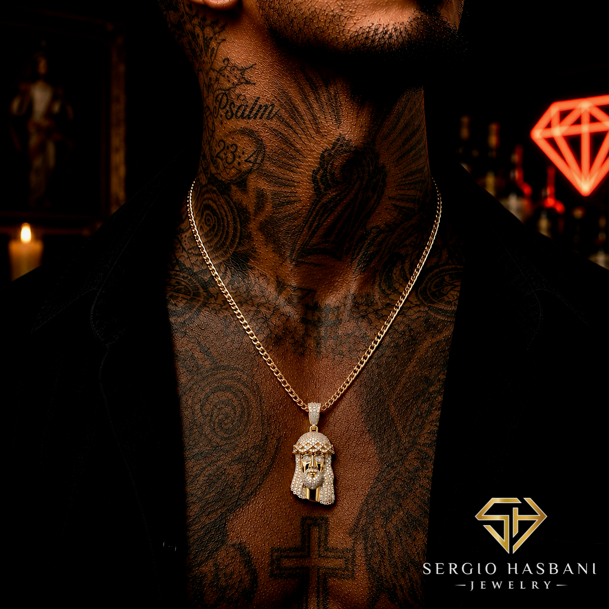 10K JESUS4 Diamond Pendant