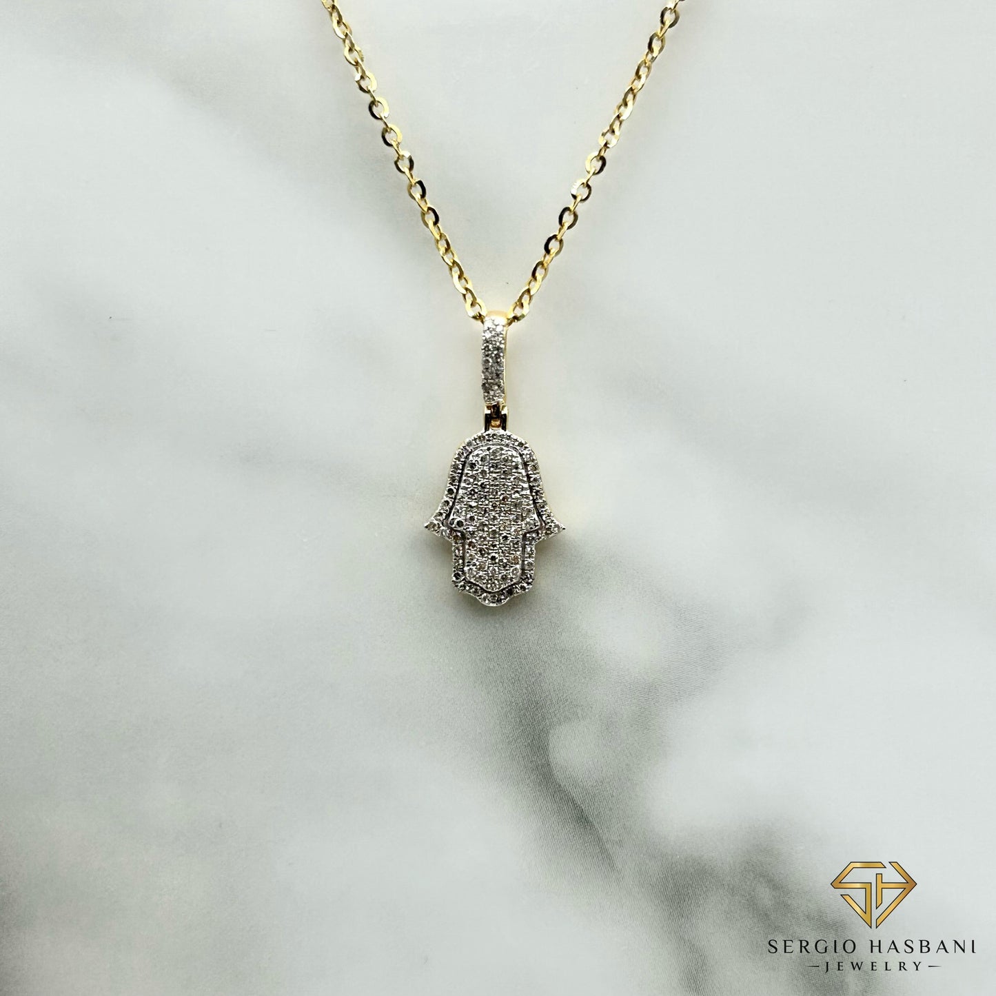 10K KHAMSA Diamond Necklace