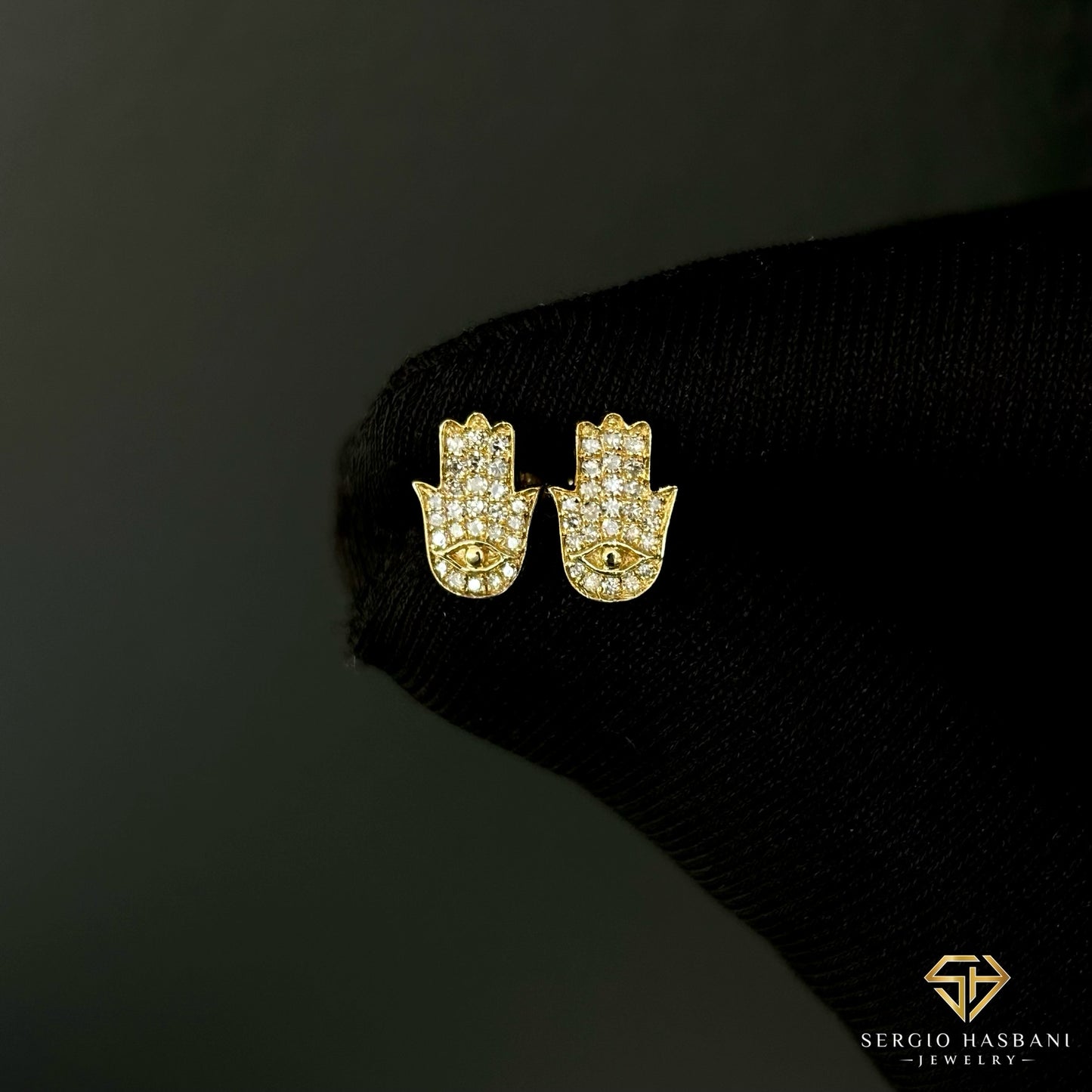10K KHAMSA Diamond Earrings