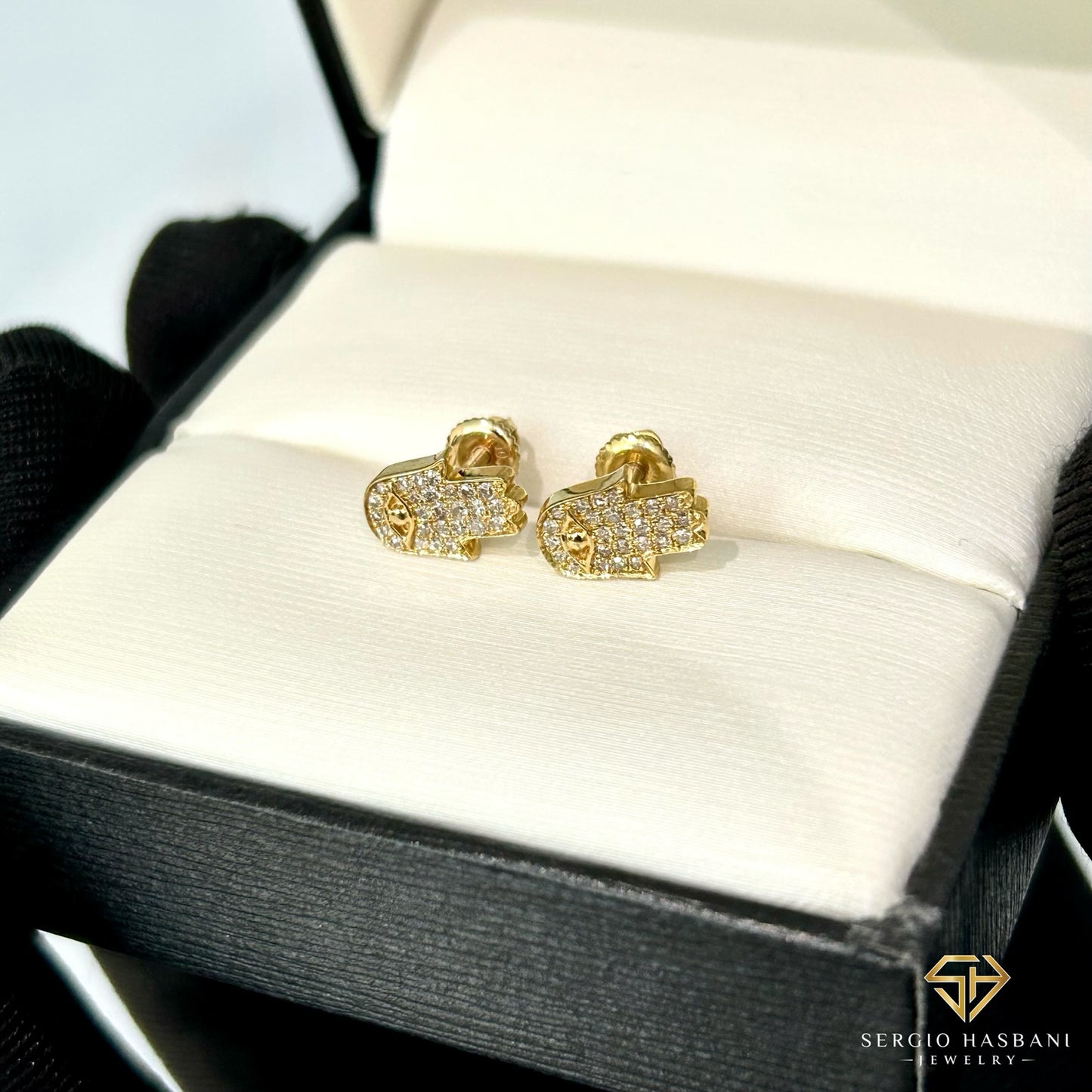 10K KHAMSA Diamond Earrings