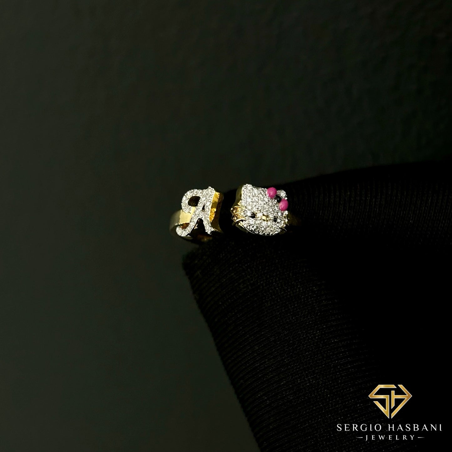 10K KITTY Diamond Letter Ring ''A''