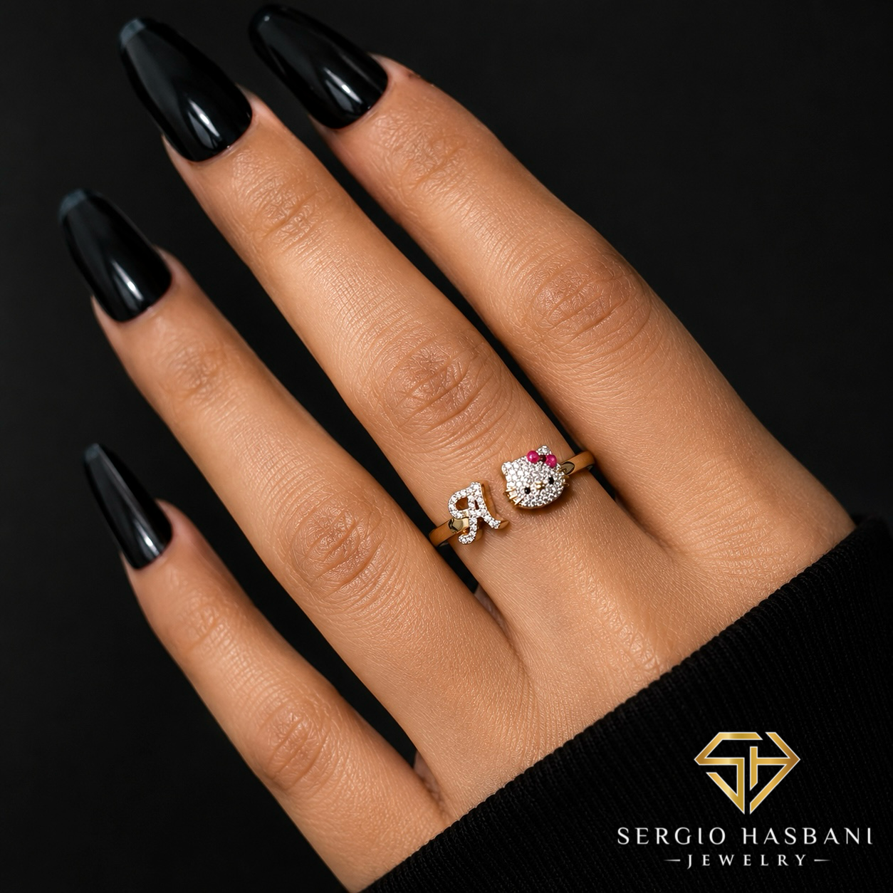 10K KITTY Diamond Letter Ring ''A''