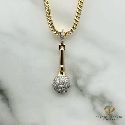 10K MICROPHONE Diamond Pendant
