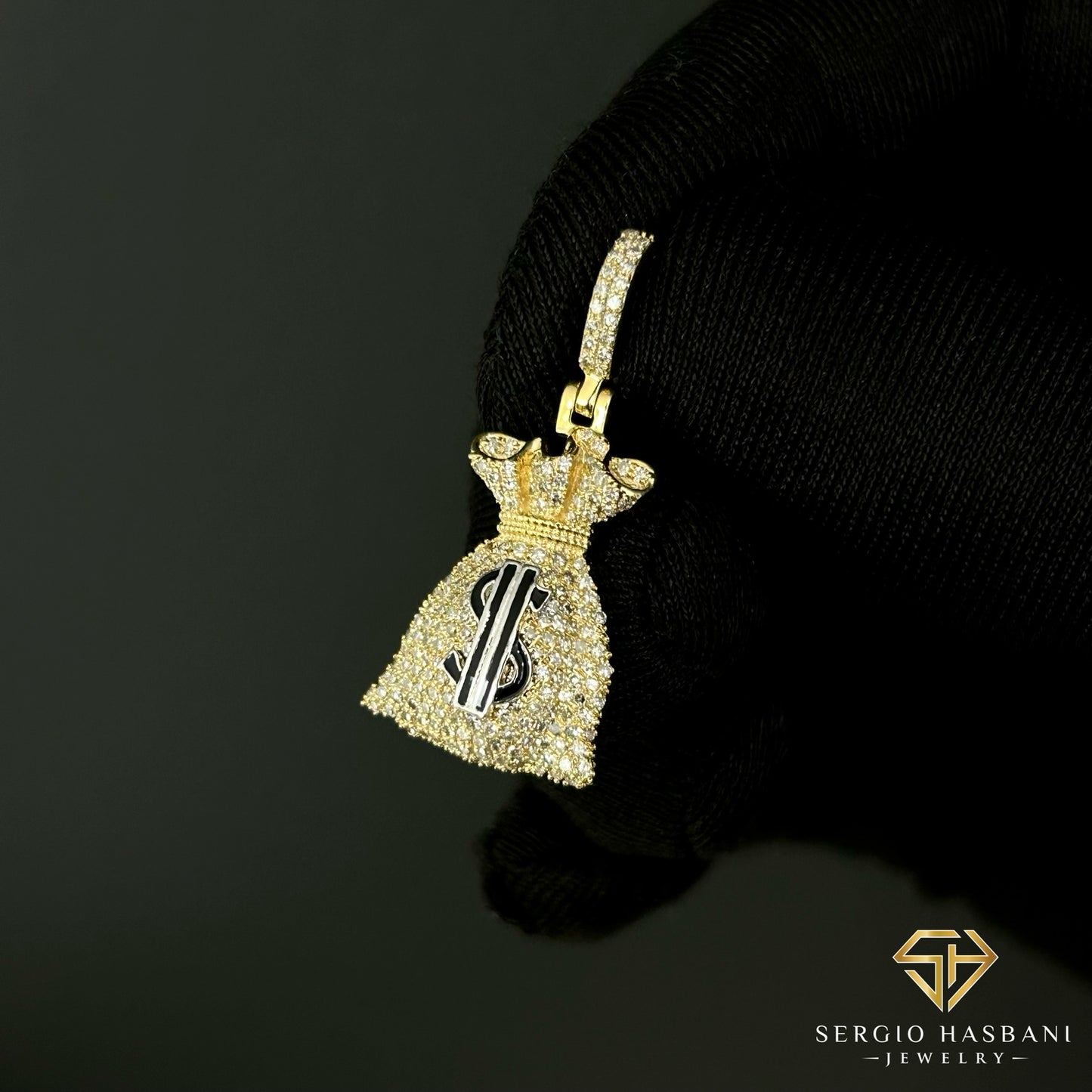 10K MONEYBAG Diamond Pendant
