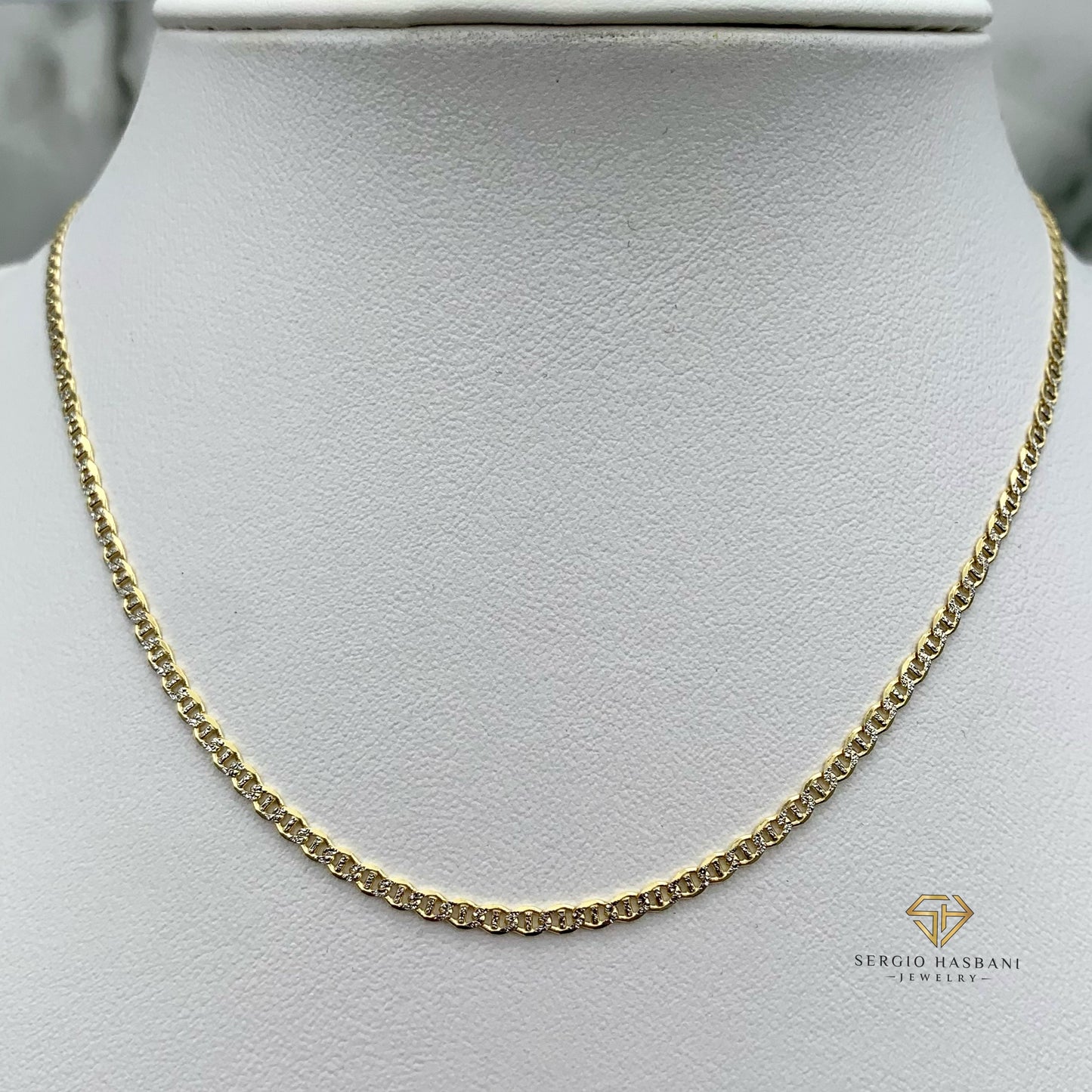 10K 2Tone Solid Mariner Necklace