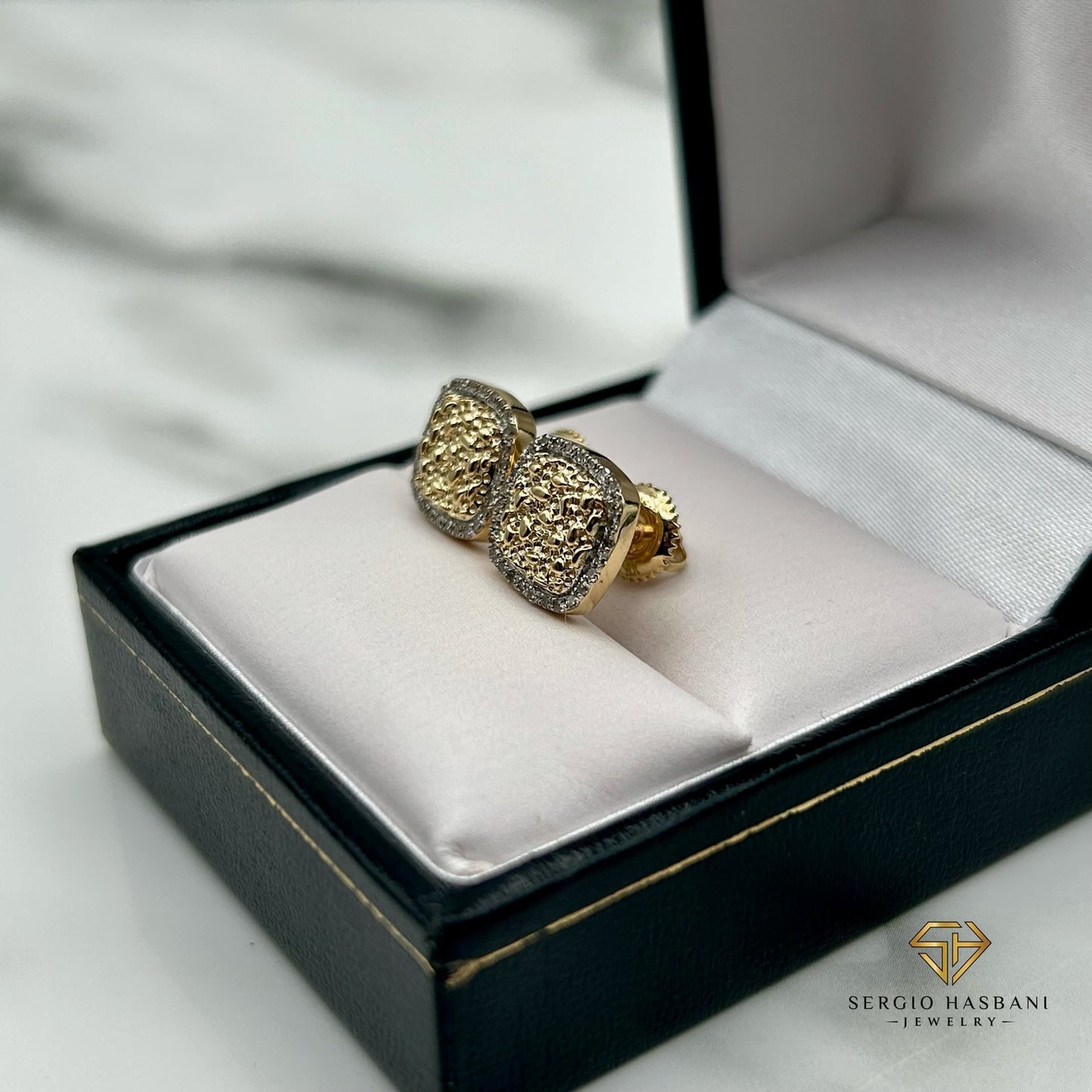 10K NUGG Diamond Earrings