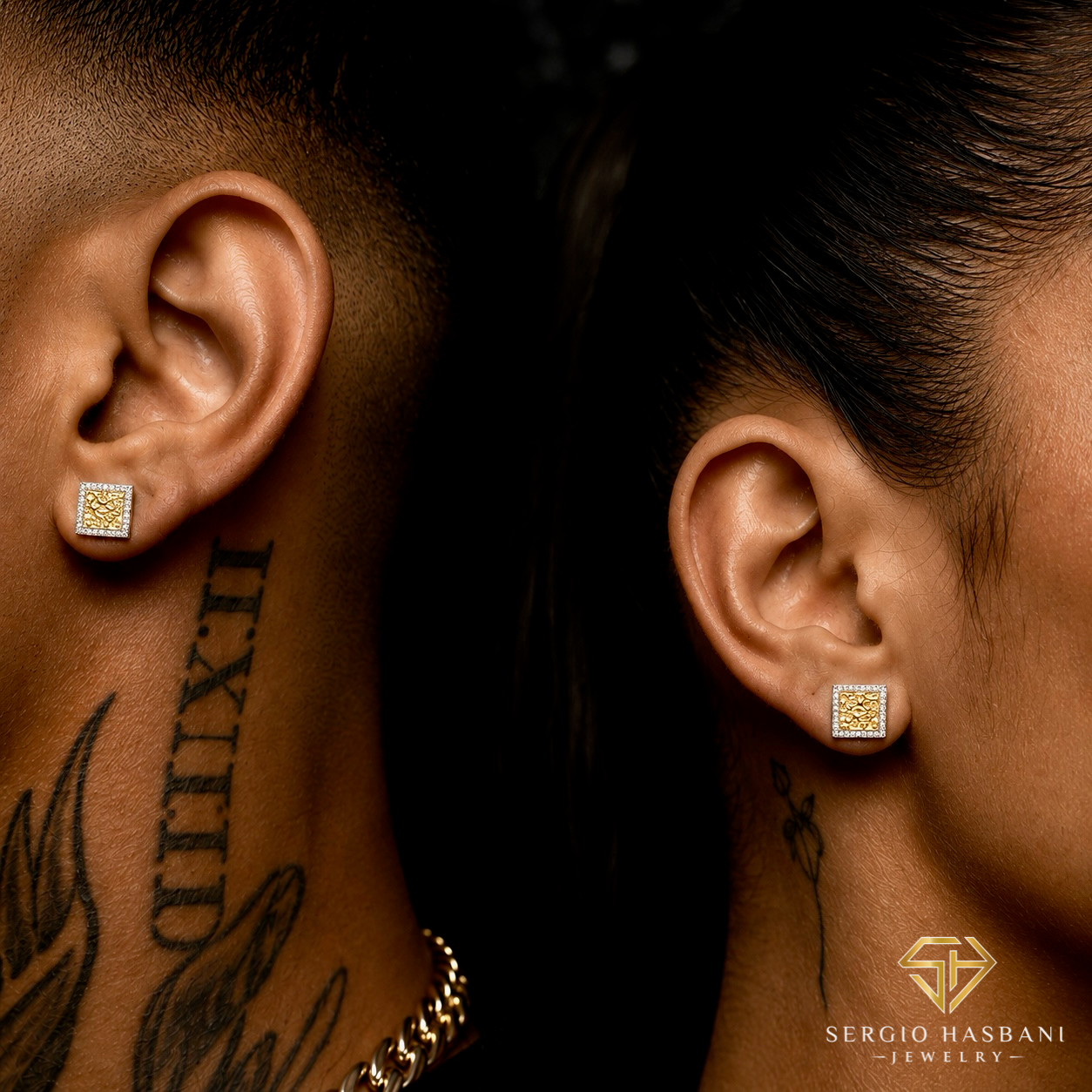 10K NUGGY1 Diamond Earrings