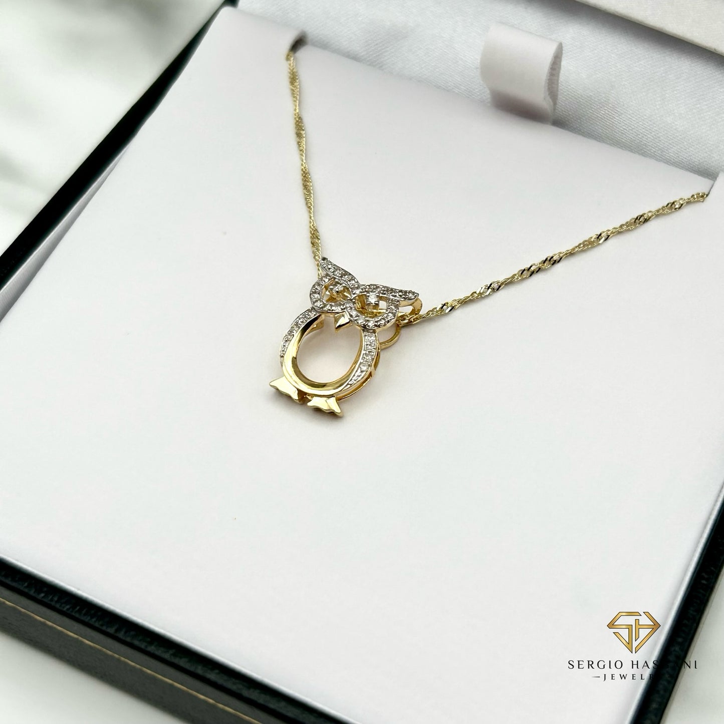 10K OWL Diamond Necklace