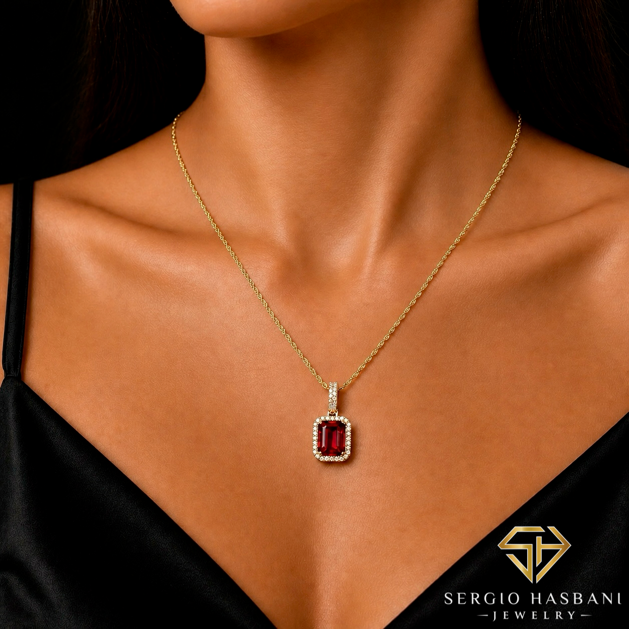 10K RUBIRI Lab Diamond & Ruby Necklace