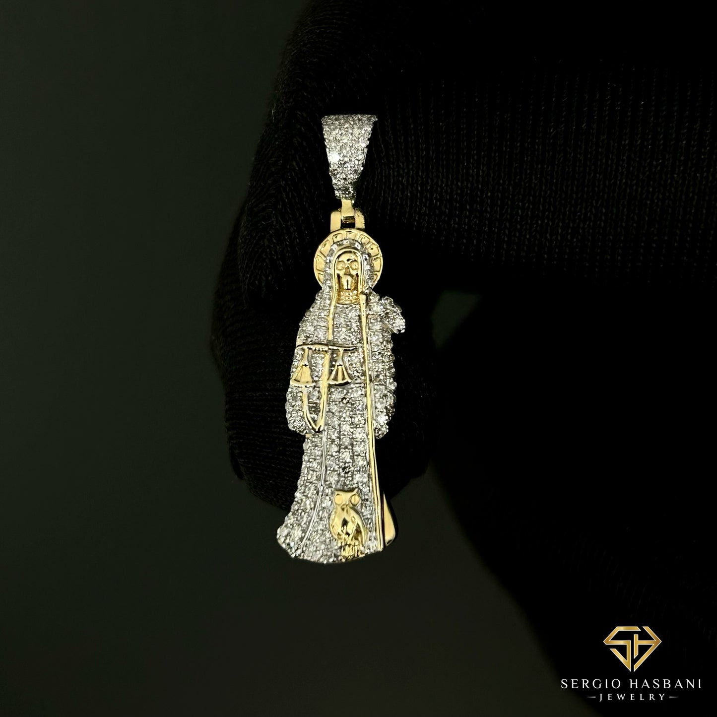 10K SANTA MUERTE Diamond Pendant