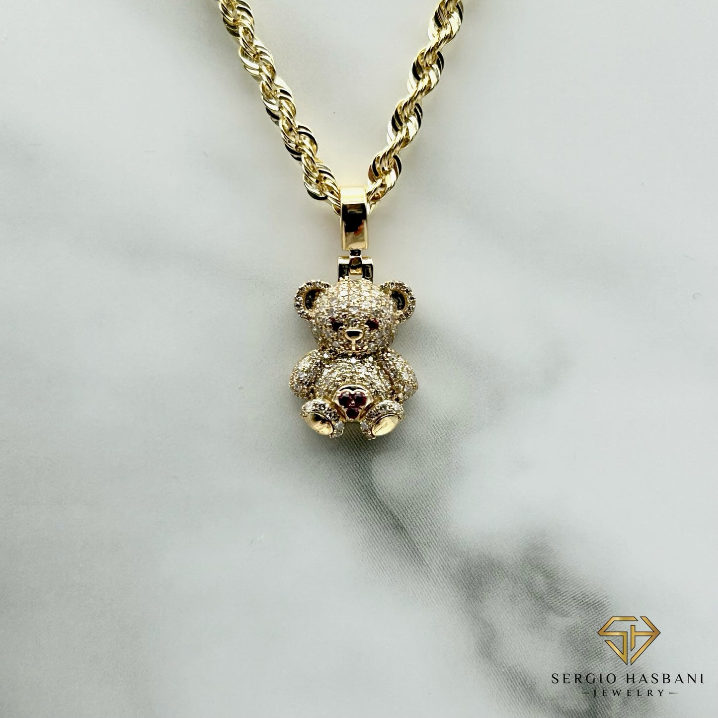 10K TEDDYBEAR Diamond Pendant