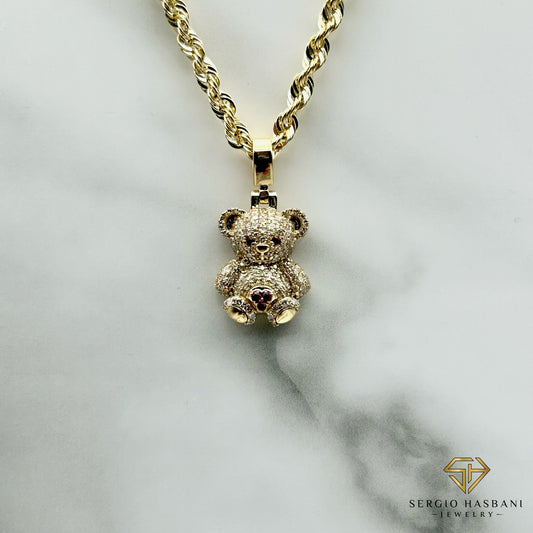 10K TEDDYBEAR Diamond Pendant