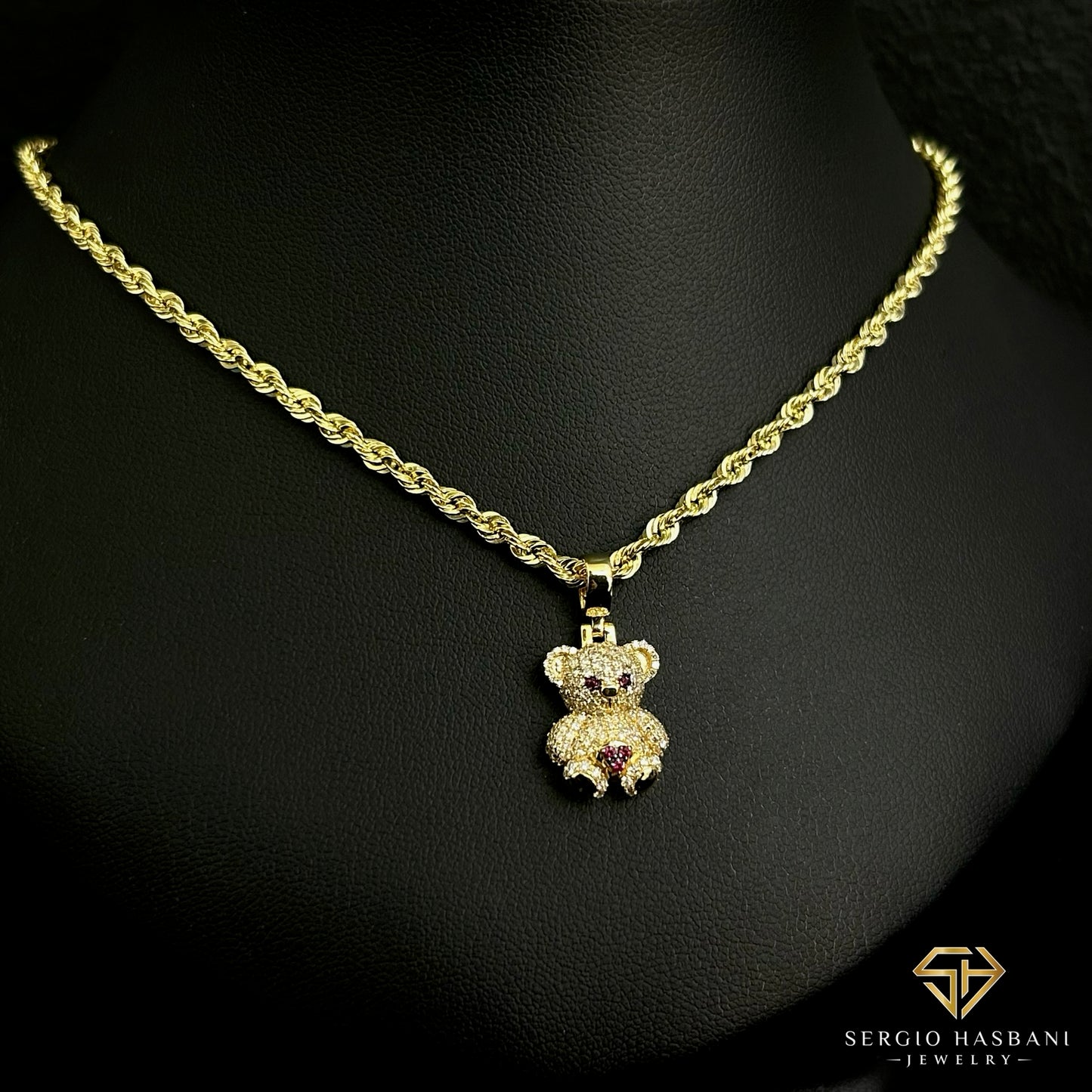 10K TEDDYBEAR Diamond Pendant