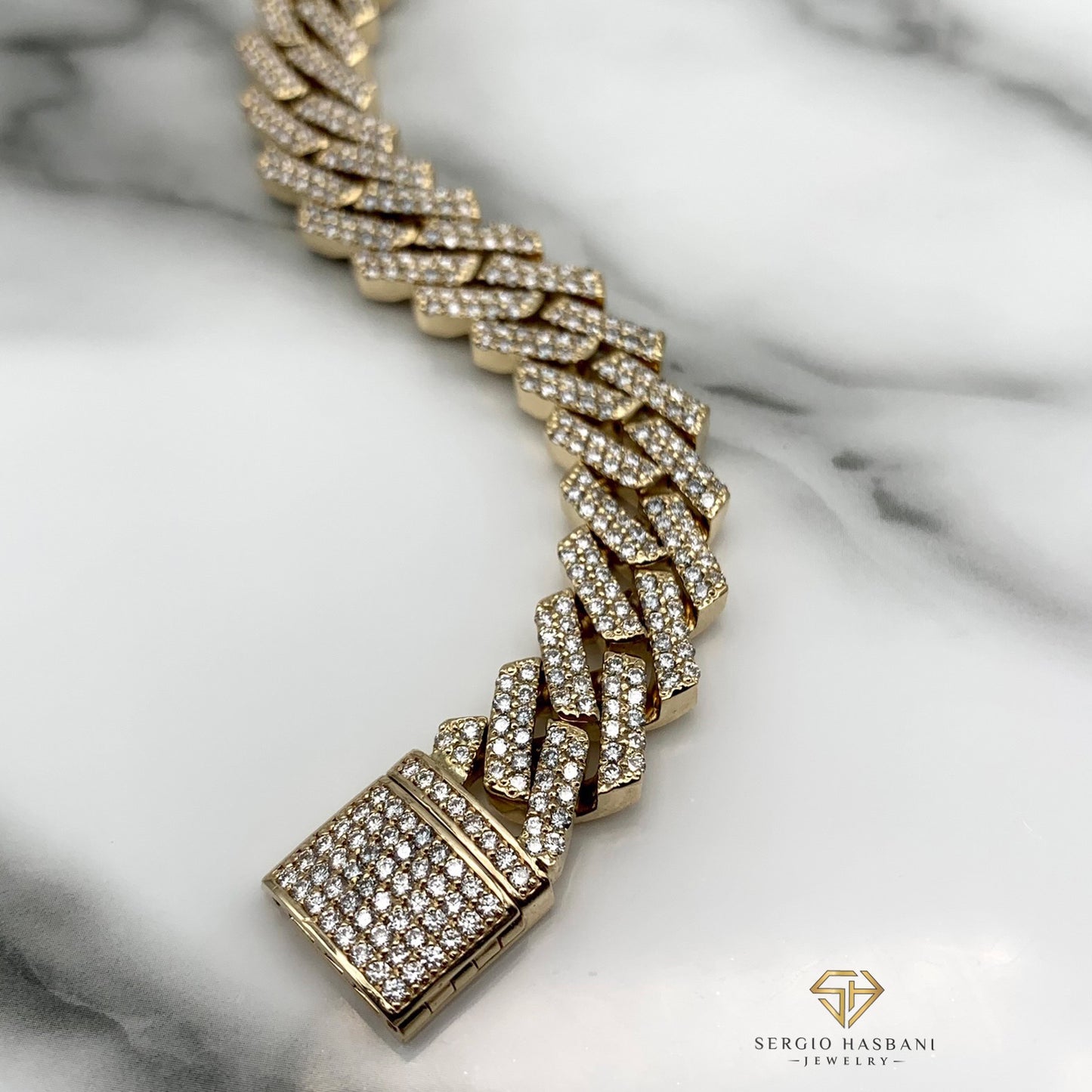 10K 13MM Diamond Cuban Bracelet
