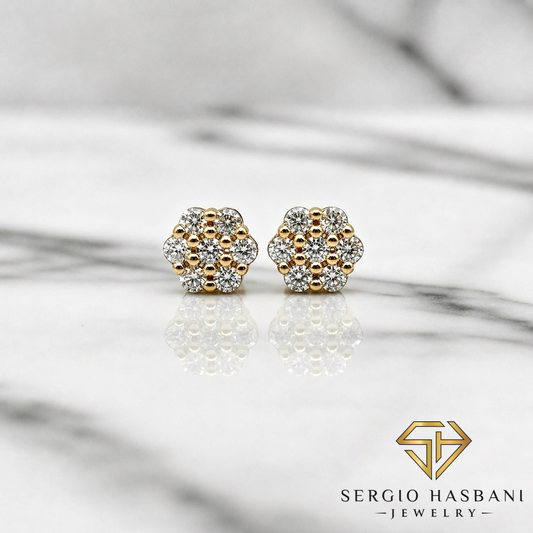 10K 0.50CT CLUSTER VVS Lab Diamond Earrings