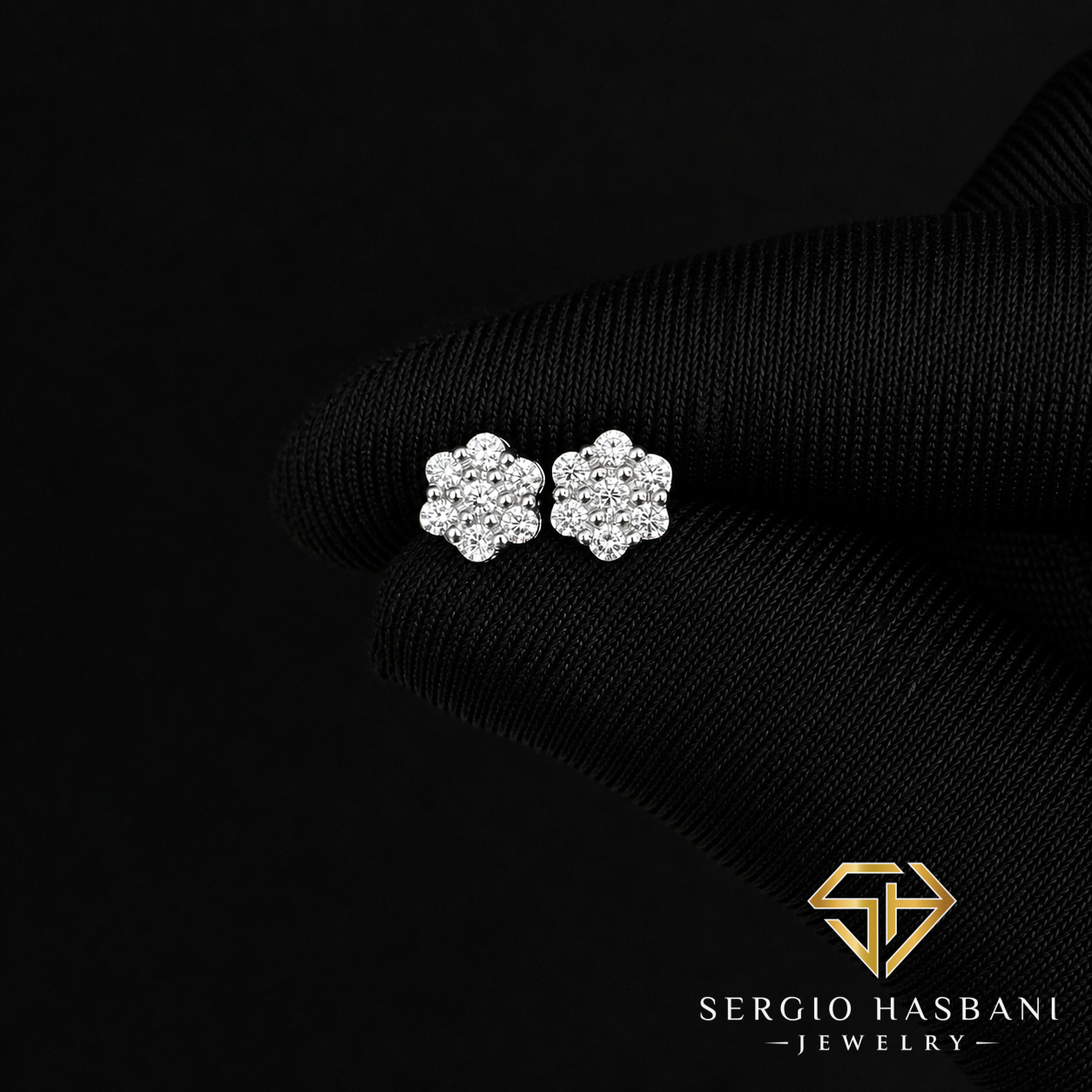 10K 0.50CT CLUSTER VVS Lab Diamond Earrings