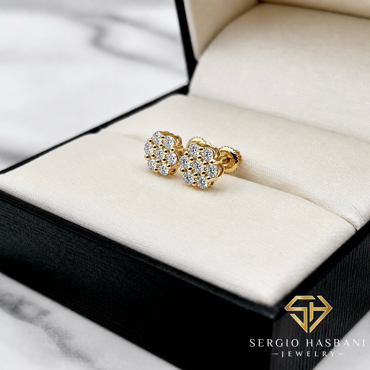 10K 0.50CT CLUSTER VVS Lab Diamond Earrings