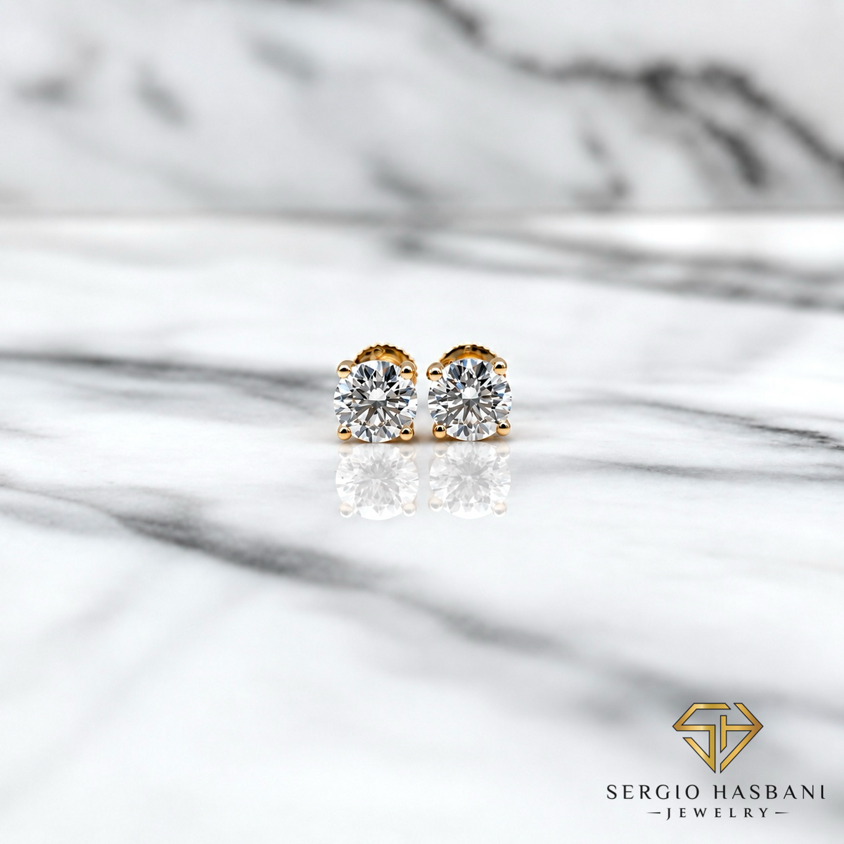 10K 1.00CT VS1 Lab Diamond ROUND Stud Earrings