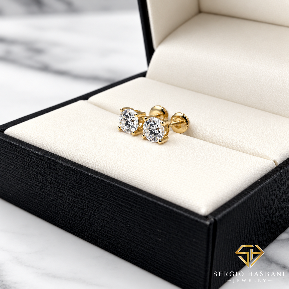 10K 1.00CT VS1 Lab Diamond ROUND Stud Earrings