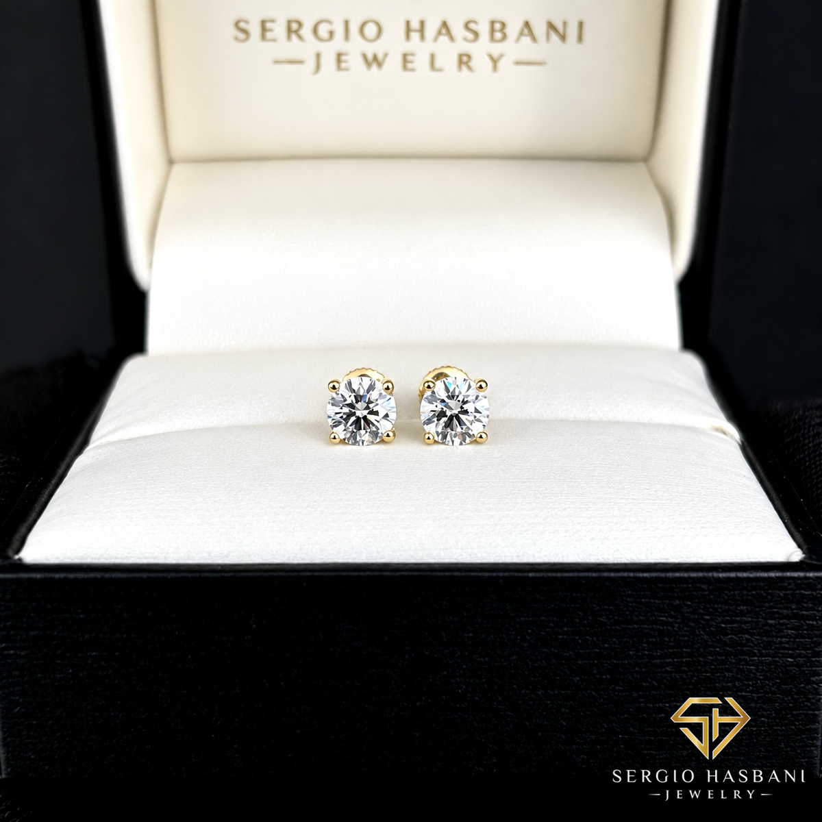 10K 1.00CT VS1 Lab Diamond ROUND Stud Earrings