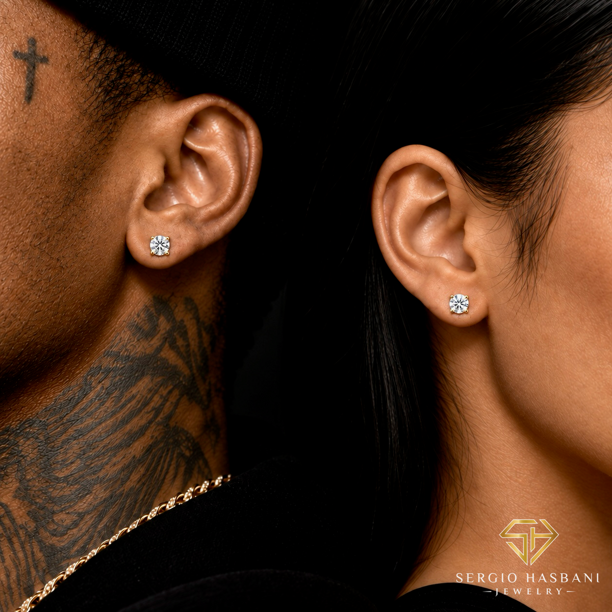 10K 1.00CT VS1 Lab Diamond ROUND Stud Earrings