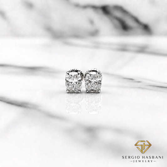 10K 1.50CT VS1 Lab Diamond ELONGATED CUSHION Stud Earrings