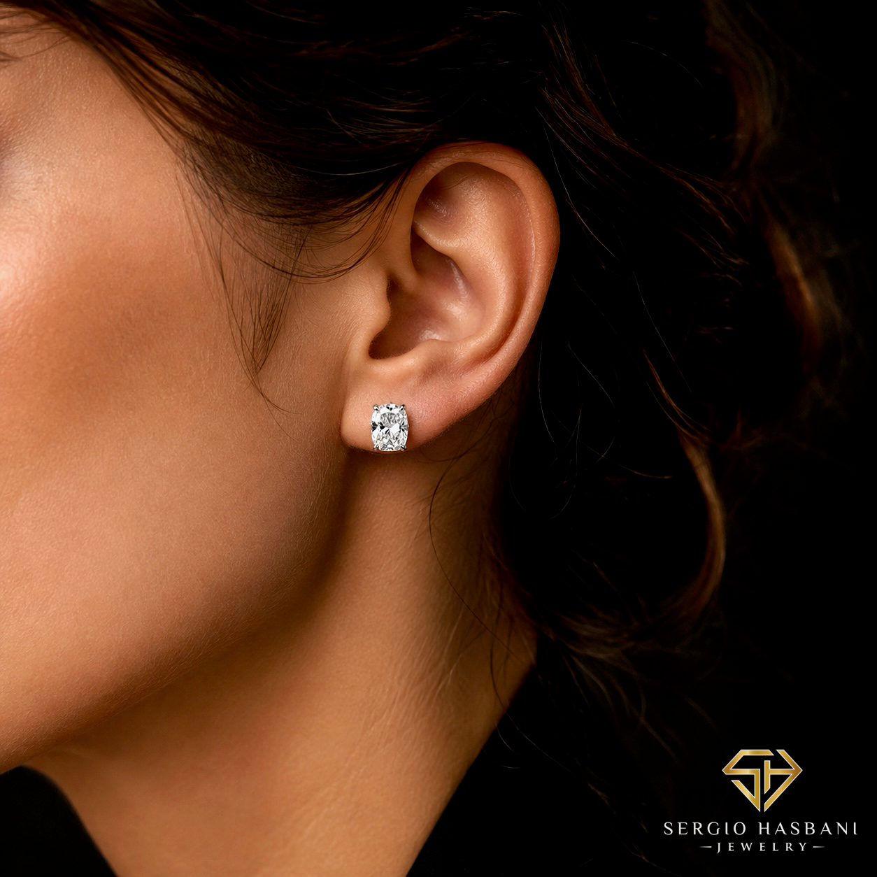 10K 1.50CT VS1 Lab Diamond ELONGATED CUSHION Stud Earrings