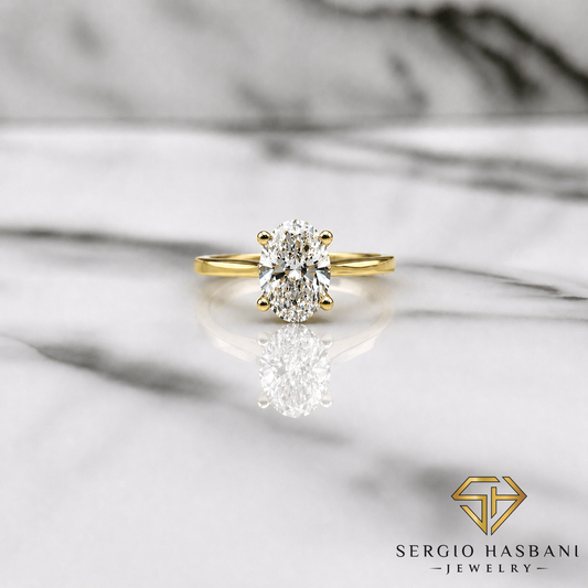 14K SOLITAIRE 1.5CT OVAL VS1 E Lab Diamond Engagement Ring