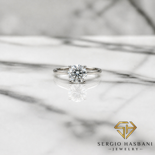 14K SOLITAIRE 1CT ROUND VS1 E Lab Diamond Engagement Ring