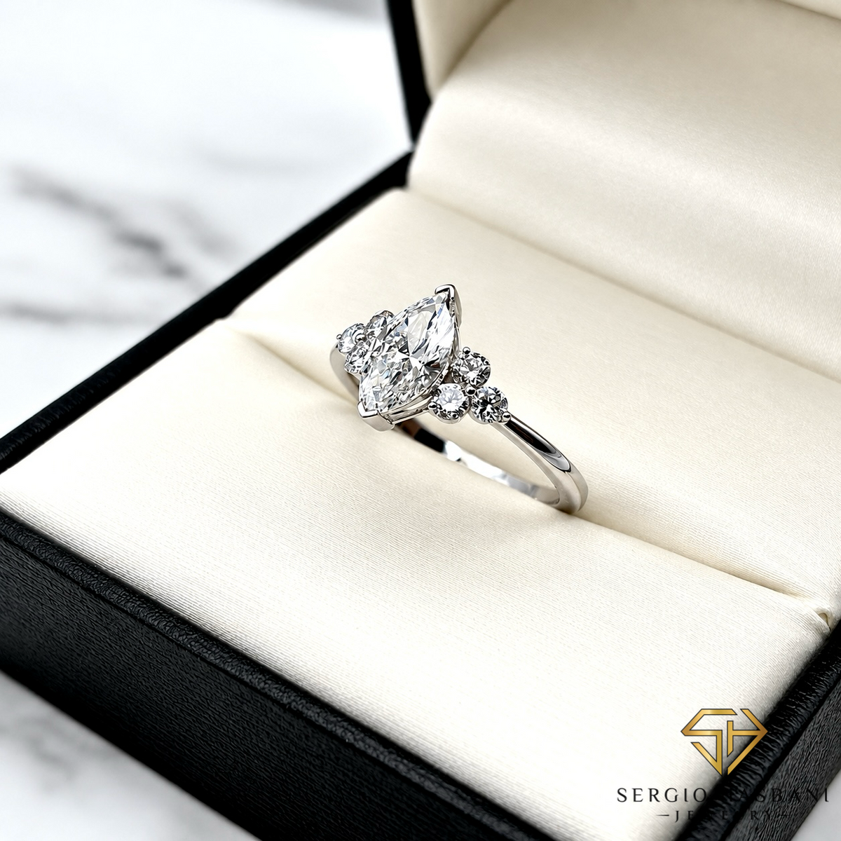 14K 1.37CT Marquise Lab Diamond Engagement Ring