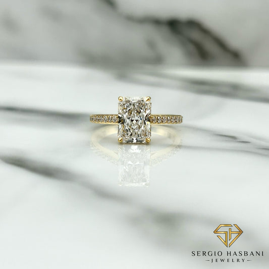 14K 2.35CT RADIANT Lab Diamond Engagement Ring