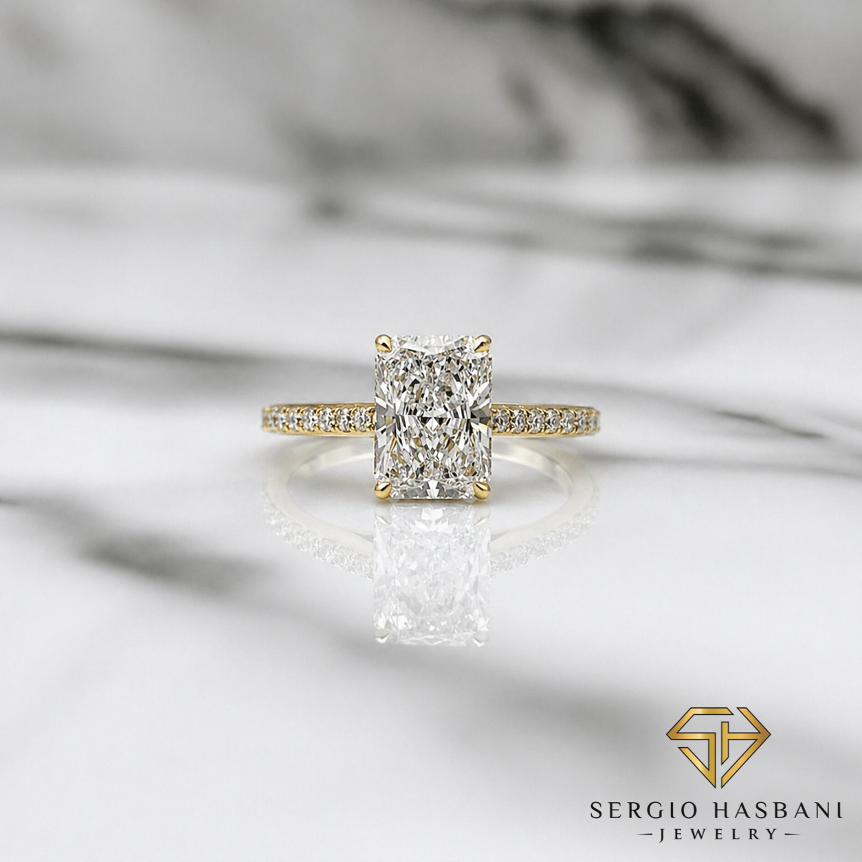14K 2.35CT RADIANT Lab Diamond Engagement Ring