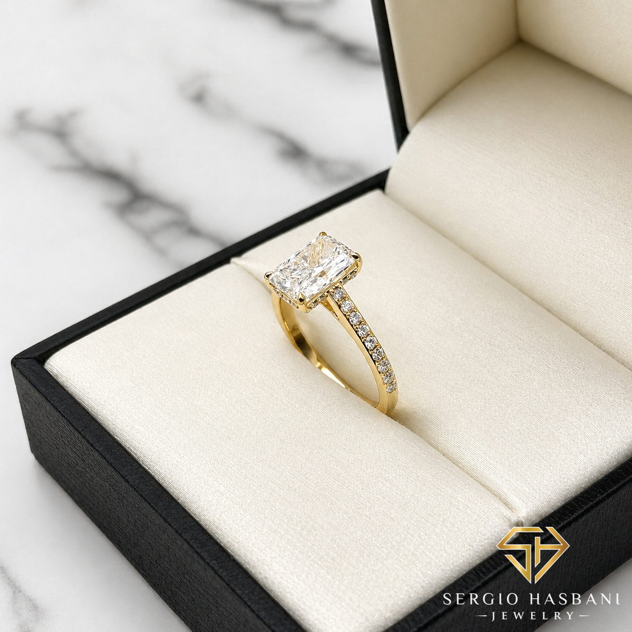 14K 2.35CT RADIANT Lab Diamond Engagement Ring