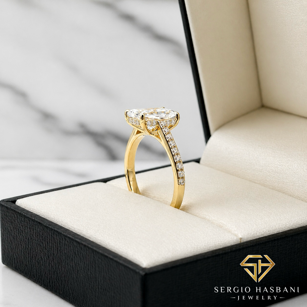 14K 2.35CT RADIANT Lab Diamond Engagement Ring