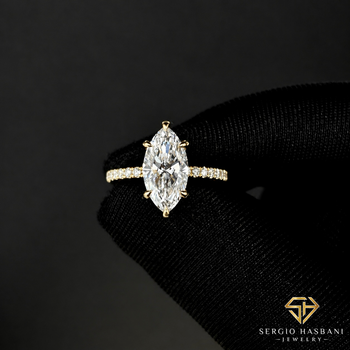 14K 2.47CT Marquise Lab Diamond Engagement Ring