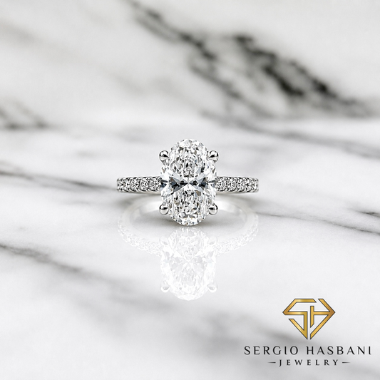 18K 2.90CT OVAL Lab Diamond Engagement Ring