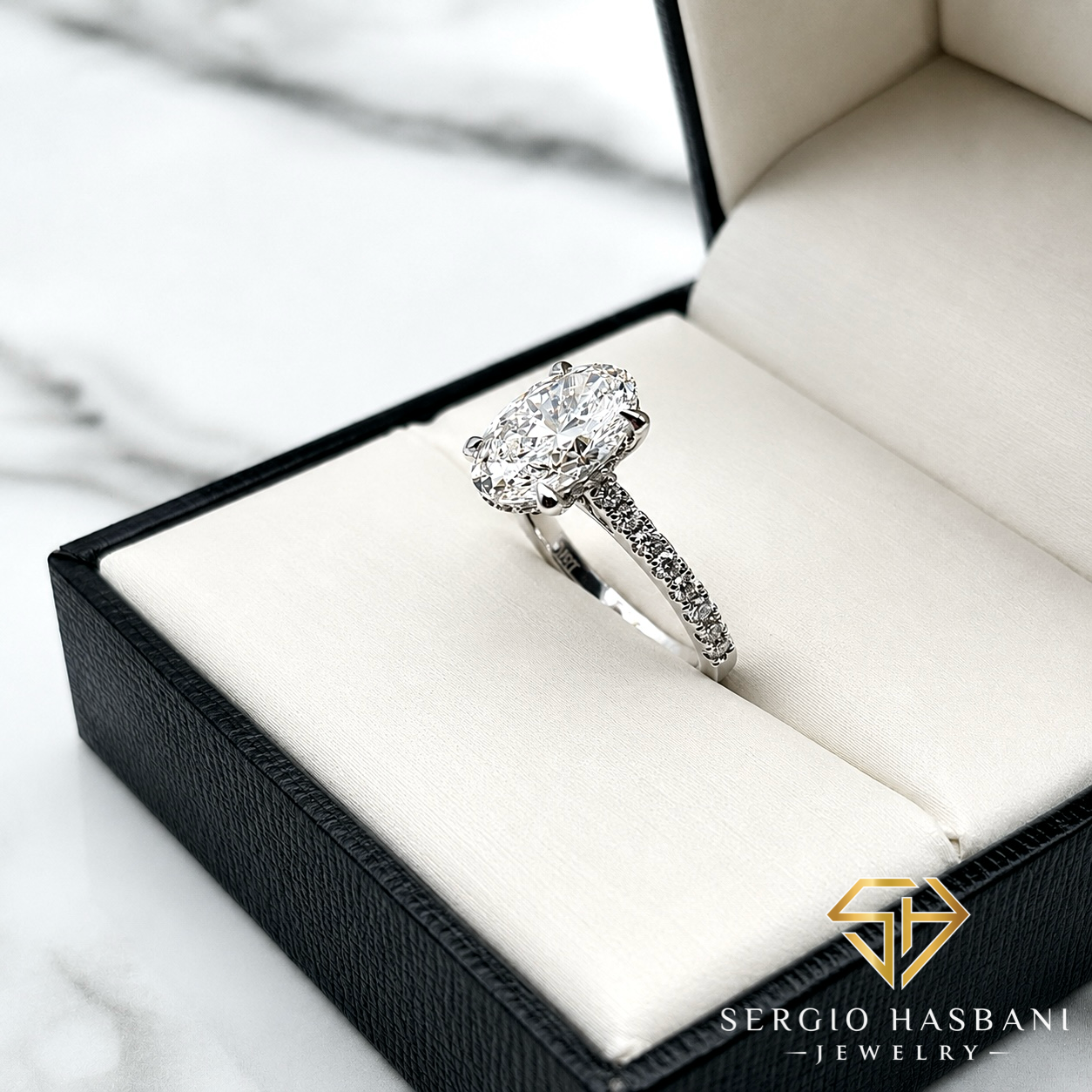 18K 2.90CT OVAL Lab Diamond Engagement Ring