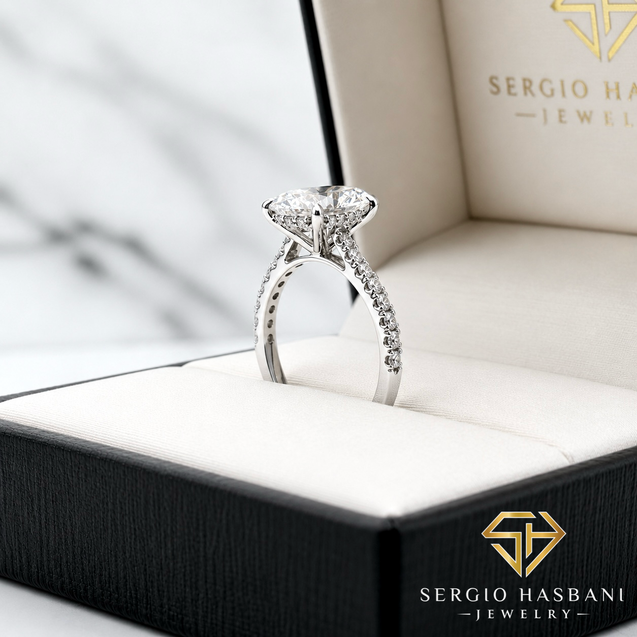 18K 2.90CT OVAL Lab Diamond Engagement Ring