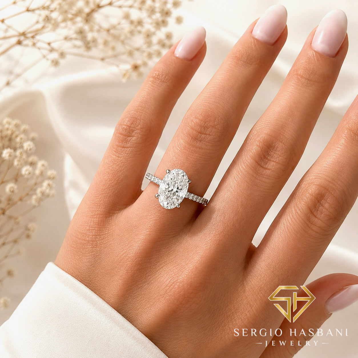 18K 2.90CT OVAL Lab Diamond Engagement Ring