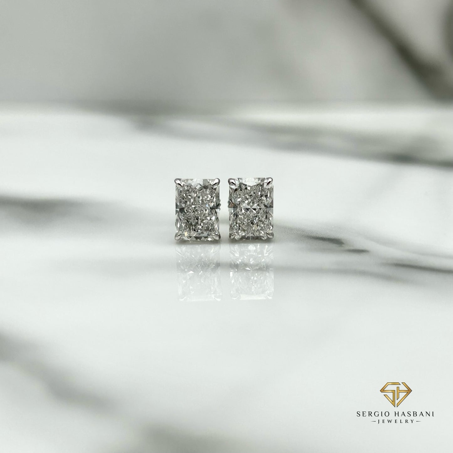 14K 2.00CT VS1 Lab Diamond RADIANT Stud Earrings