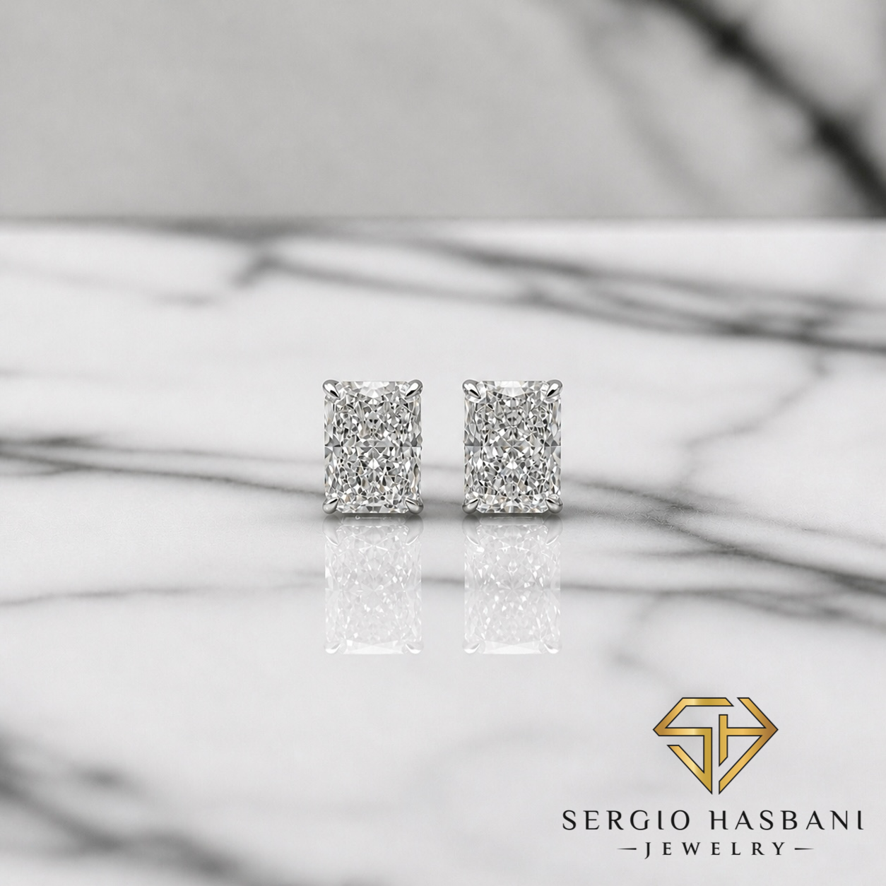 14K 2.00CT VS1 Lab Diamond RADIANT Stud Earrings